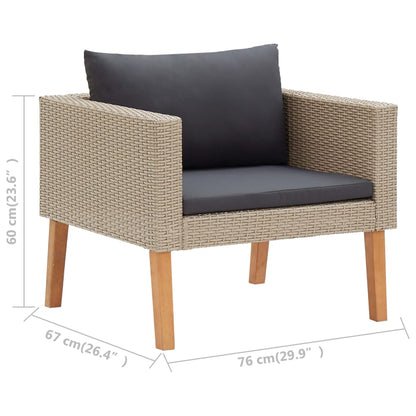 Divano da Giardino Singolo con Cuscini in Polyrattan Beige - homemem39