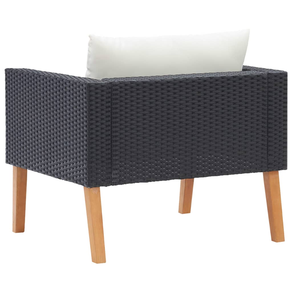 Divano da Giardino Singolo con Cuscini in Polyrattan Nero - homemem39