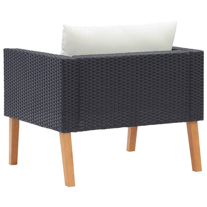 Divano da Giardino Singolo con Cuscini in Polyrattan Nero - homemem39