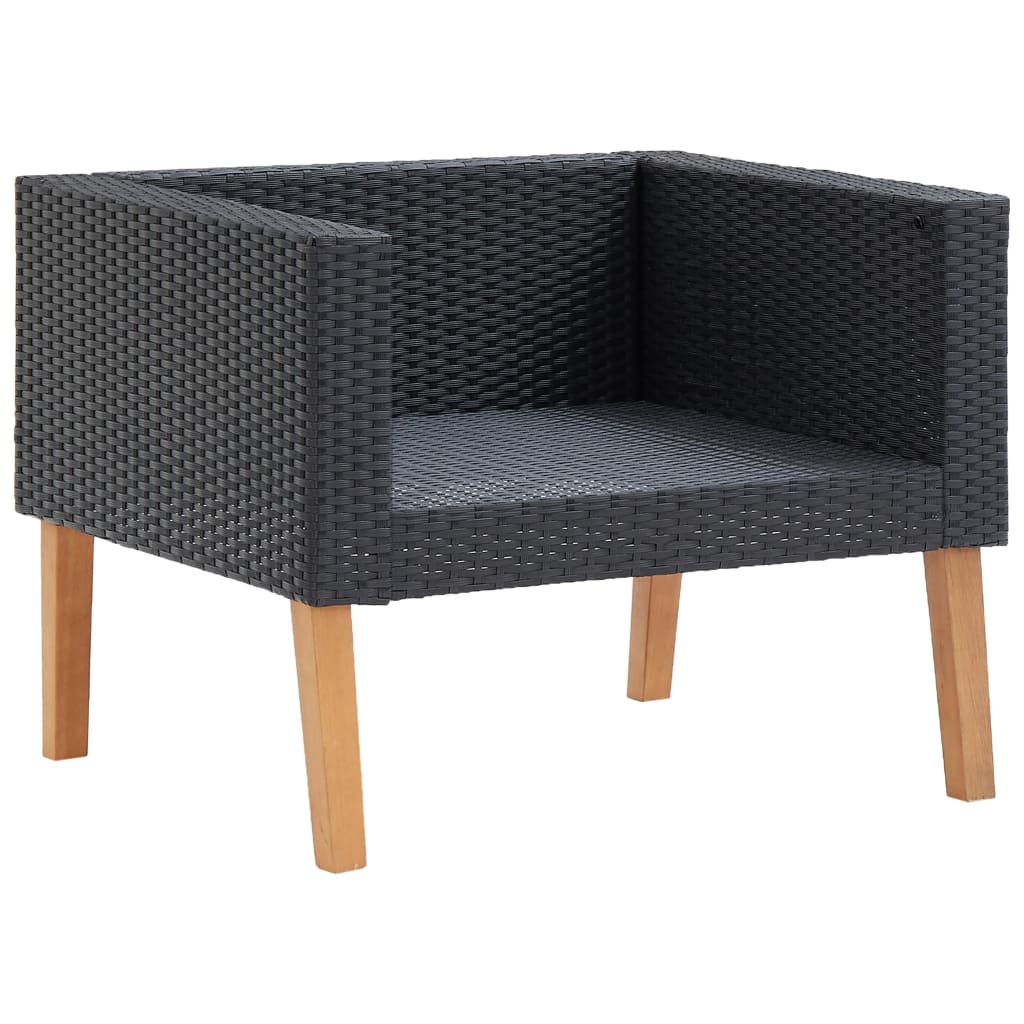 Divano da Giardino Singolo con Cuscini in Polyrattan Nero - homemem39