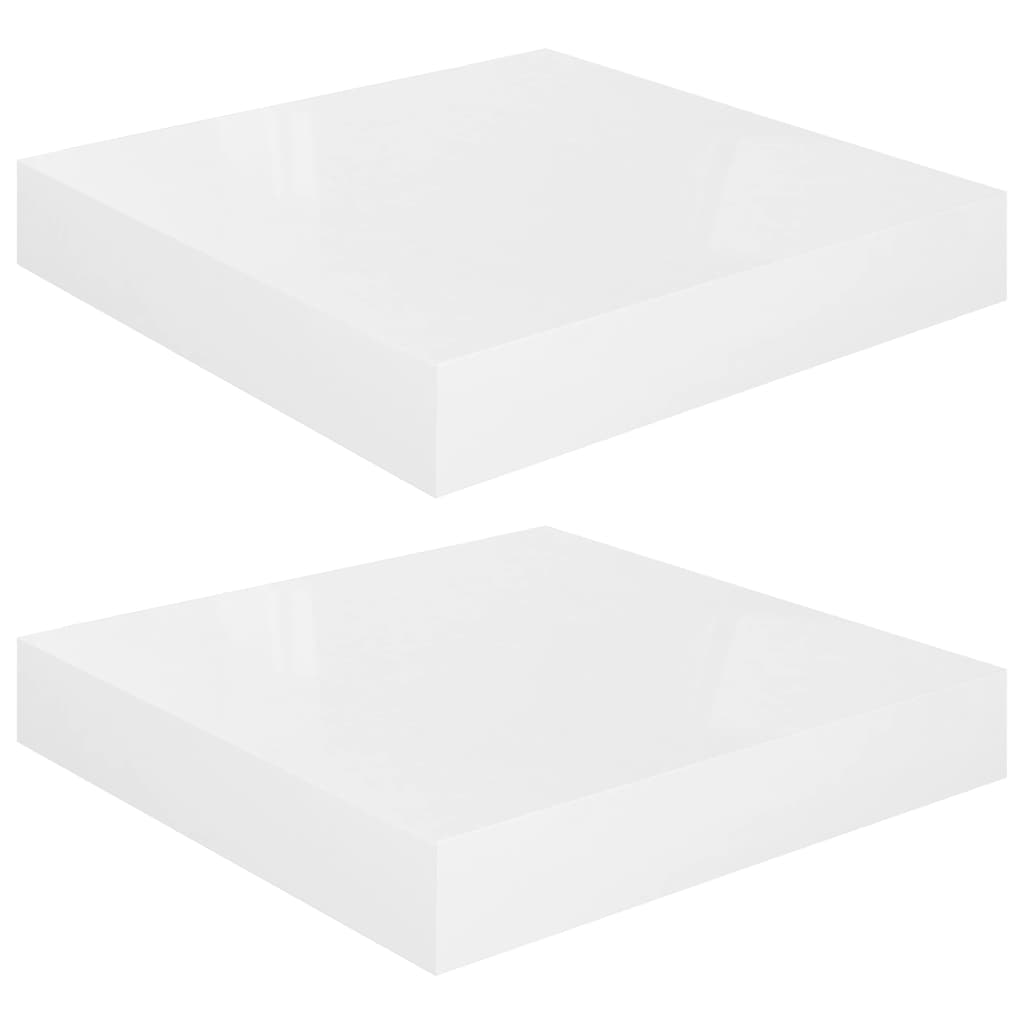 Scaffali a Parete 2 pz Bianco Lucido 23x23,5x3,8 cm in MDF - homemem39