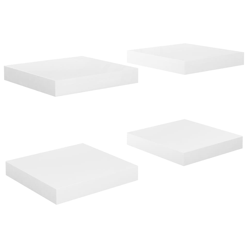 Scaffali a Parete 4 pz Bianco Lucido 23x23,5x3,8 cm in MDF - homemem39