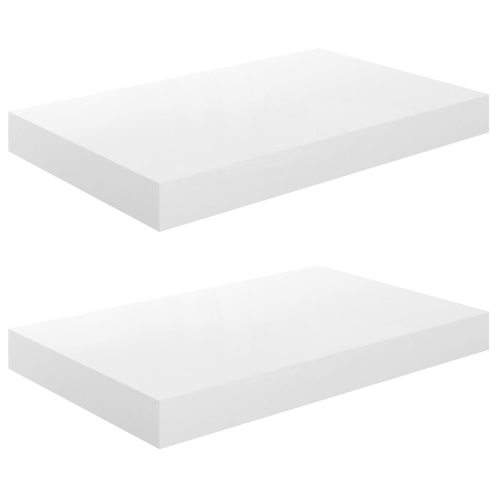 Scaffali a Parete 2 pz Bianco Lucido 40x23x3,8 cm in MDF - homemem39