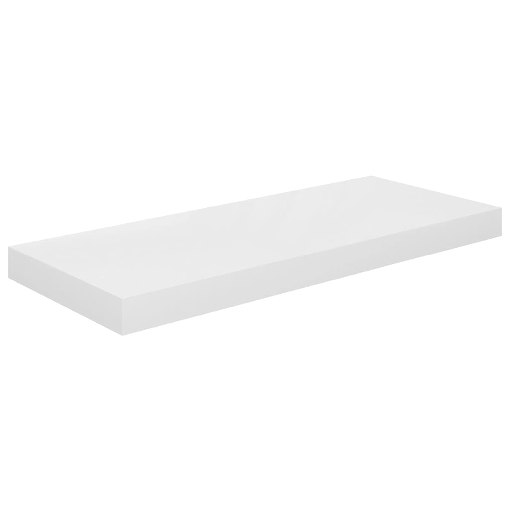 Scaffali a Parete 2 pz Bianco Lucido 60x23,5x3,8 cm in MDF - homemem39