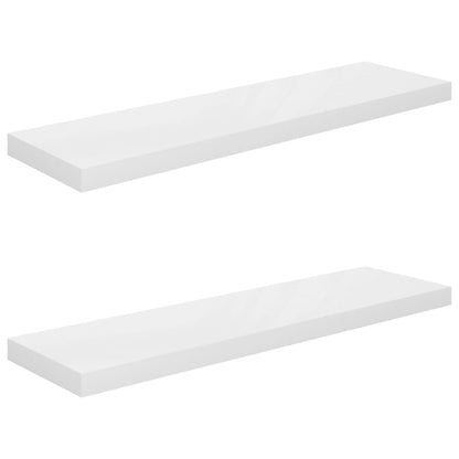 Scaffali a Parete 2 pz Bianco Lucido 90x23,5x3,8 cm in MDF - homemem39