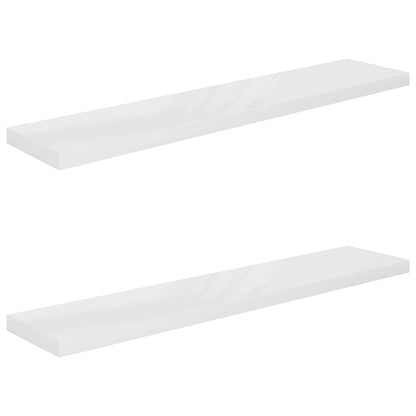 Scaffali a Parete 2 pz Bianco Lucido 120x23,5x3,8 cm in MDF - homemem39