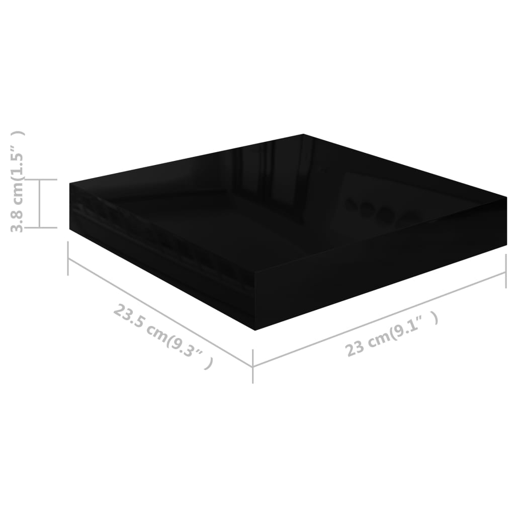 Scaffale a Parete Nero Lucido 23x23,5x3,8 cm in MDF - homemem39