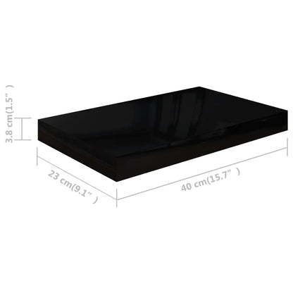 Scaffale a Parete Nero Lucido 40x23x3,8 cm in MDF - homemem39