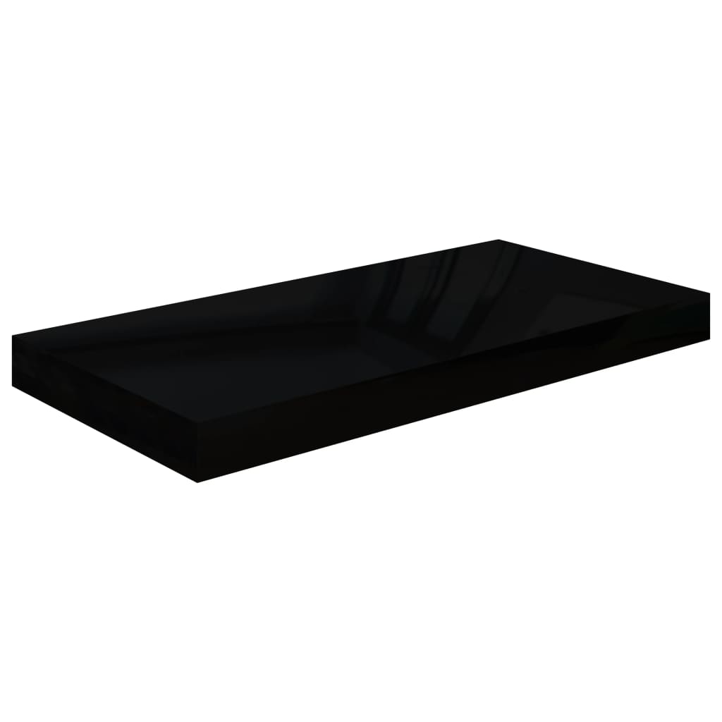 Scaffale a Parete Nero Lucido 50x23x3,8 cm in MDF - homemem39