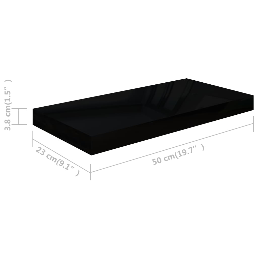 Scaffali a Parete 4 pz Nero Lucido 50x23x3,8 cm in MDF - homemem39