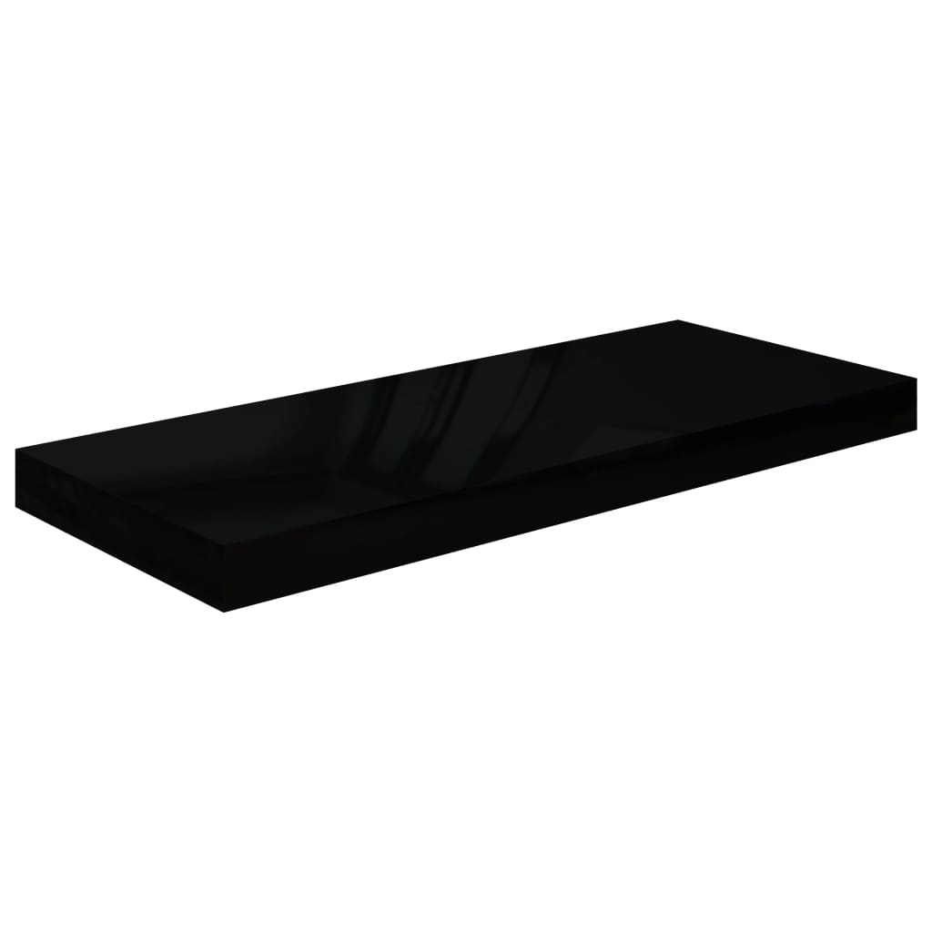 Scaffale a Parete Nero Lucido 60x23,5x3,8 cm in MDF - homemem39