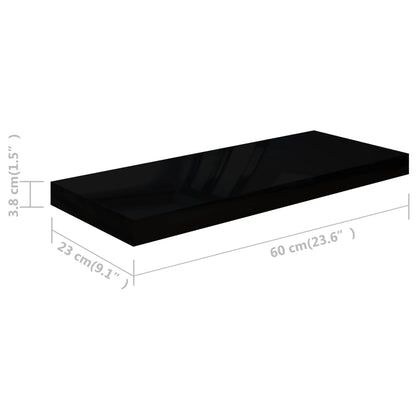 Scaffali a Parete 4 pz Nero Lucido 60x23,5x3,8 cm in MDF - homemem39