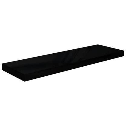 Scaffale a Parete Nero Lucido 80x23,5x3,8 cm in MDF - homemem39