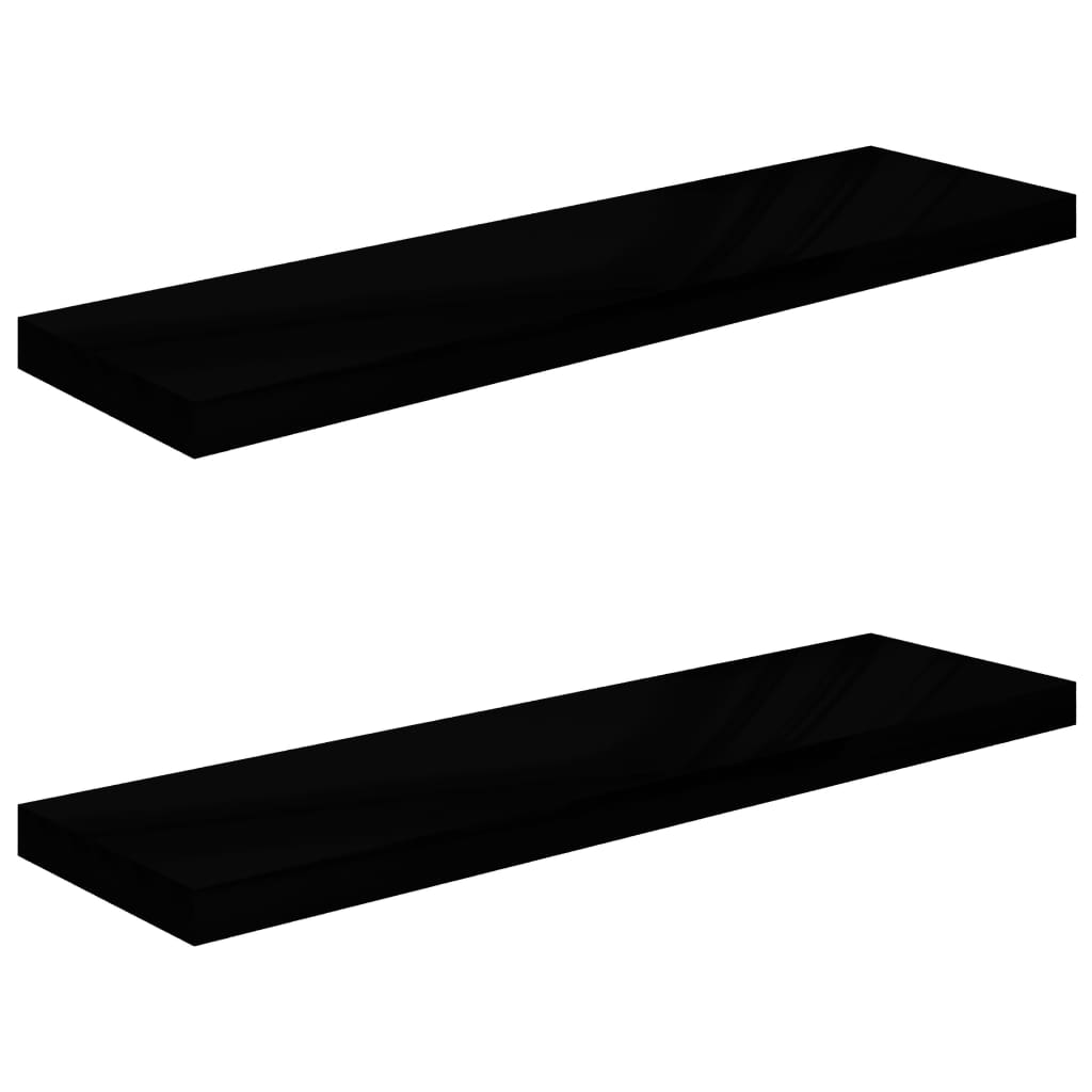 Scaffali a Parete 2 pz Nero Lucido 90x23,5x3,8 cm in MDF - homemem39