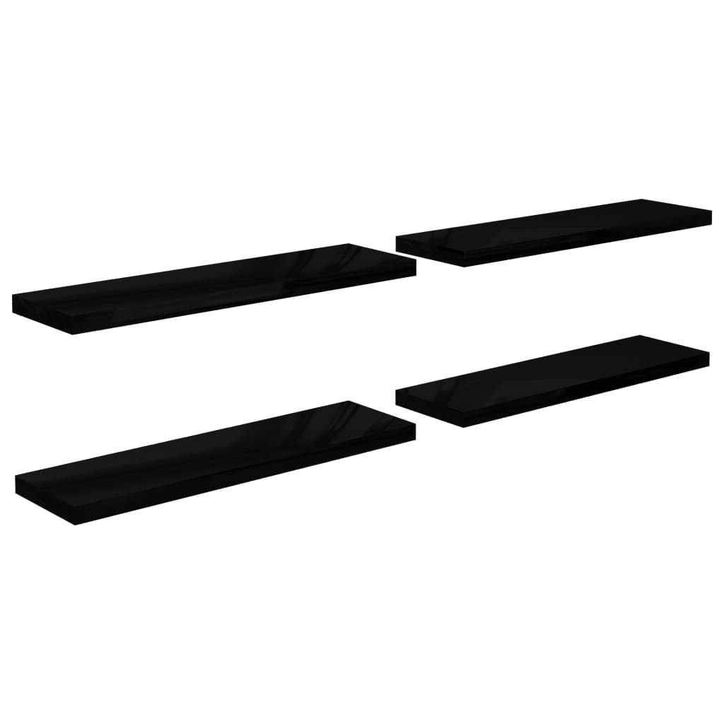 Scaffali a Parete 4 pz Nero Lucido 90x23,5x3,8 cm in MDF - homemem39