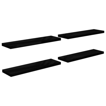 Scaffali a Parete 4 pz Nero Lucido 90x23,5x3,8 cm in MDF - homemem39