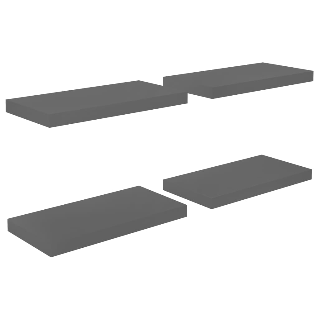 Scaffali a Parete 4 pz Grigio Lucido 50x23x3,8 cm in MDF - homemem39