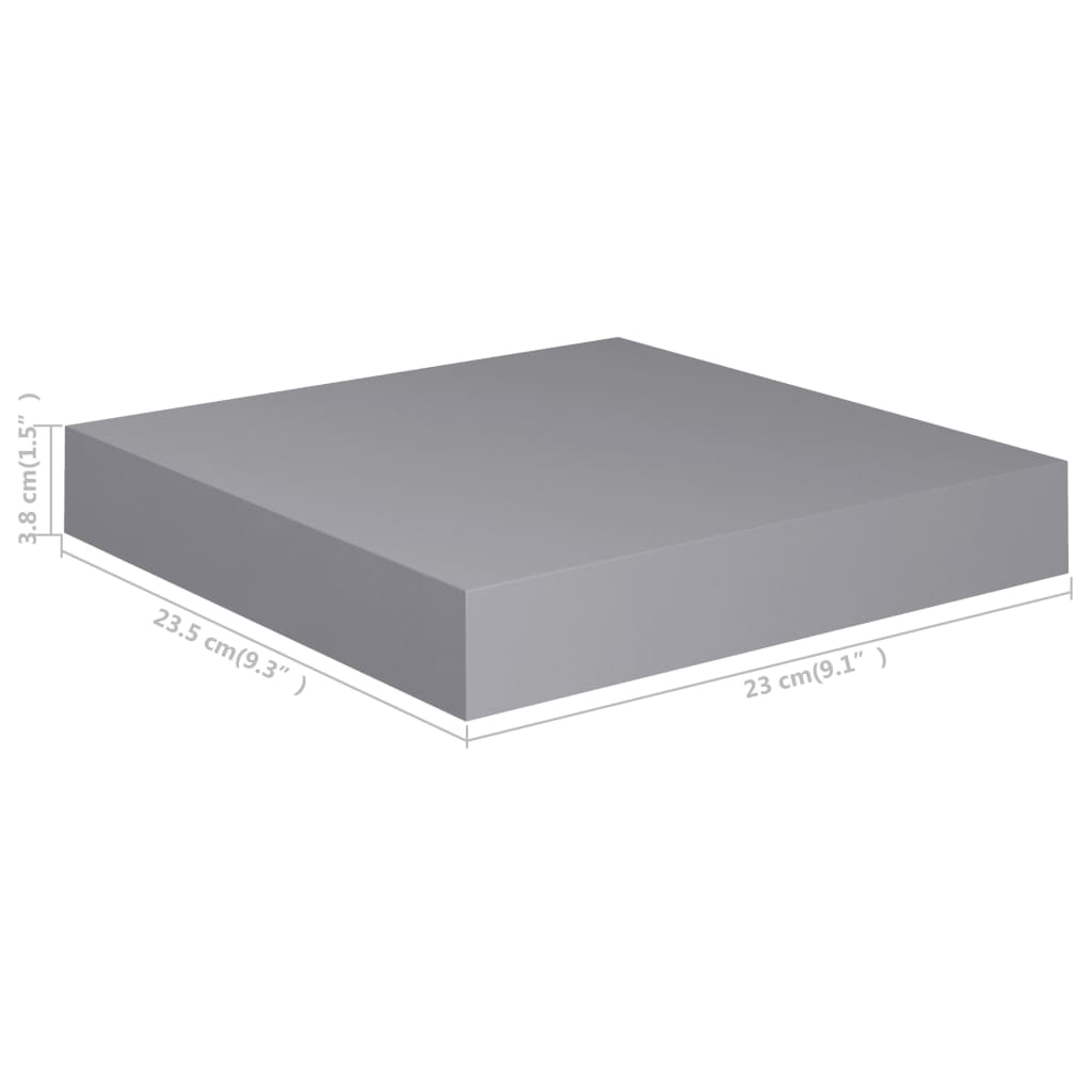 Mensole a Muro 4 pz Grigie 23x23,5x3,8 cm in MDF - homemem39