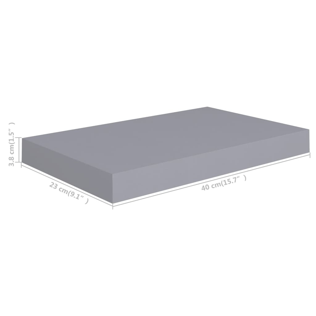 Scaffali a Parete 2 pz Grigi 40x23x3,8 cm in MDF - homemem39