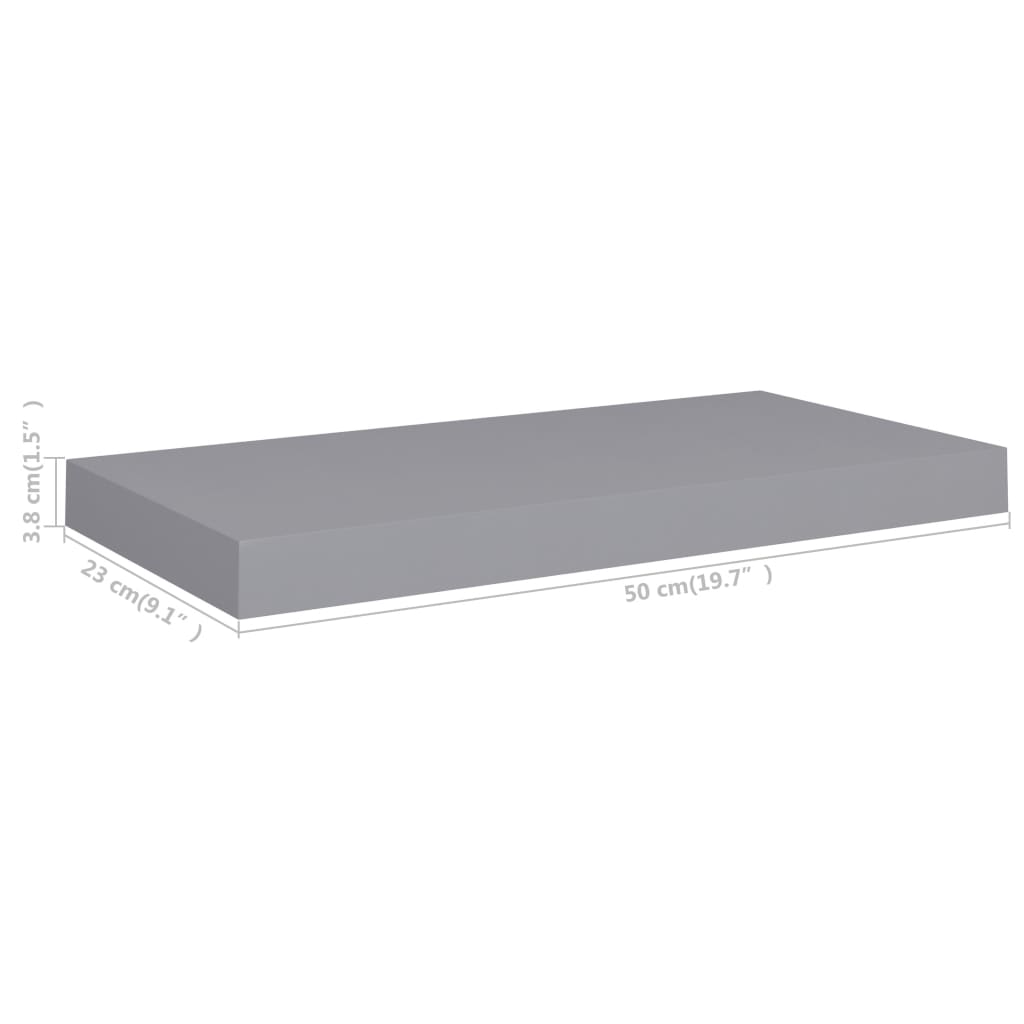 Scaffali a Parete 2 pz Grigi 50x23x3,8 cm in MDF - homemem39