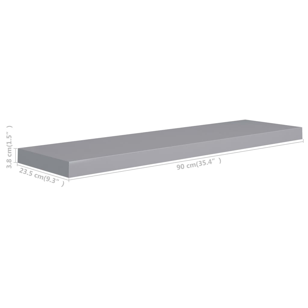 Scaffale a Parete Grigio 90x23,5x3,8 cm in MDF - homemem39