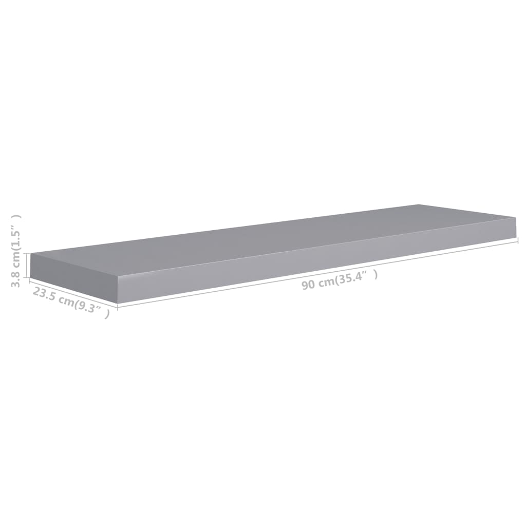 Scaffali a Parete 4 pz Grigi 90x23,5x3,8 cm in MDF - homemem39