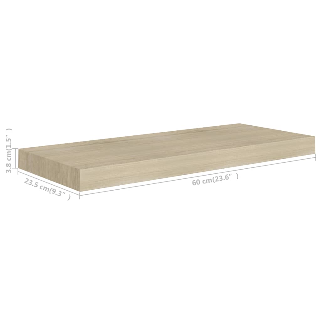 Scaffale a Parete Rovere 60x23,5x3,8 cm in MDF - homemem39