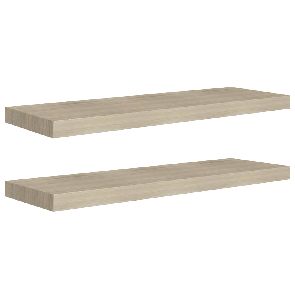 Scaffali a Parete 2 pz Rovere 80x23,5x3,8 cm in MDF - homemem39