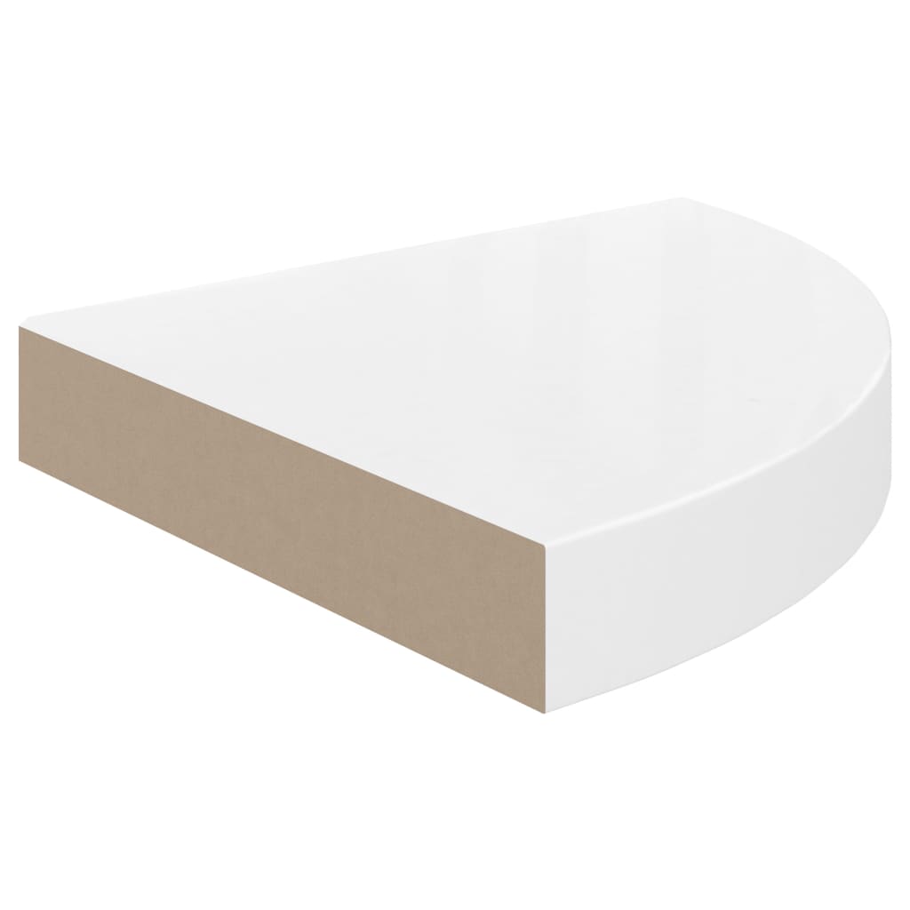 Scaffale Angolare a Parete Bianco Lucido 25x25x3,8 cm in MDF - homemem39