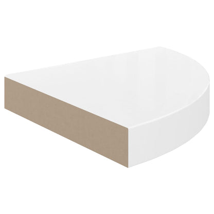 Scaffali Angolari a Parete 2 pz Bianco Lucido 25x25x3,8 cm MDF - homemem39