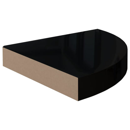 Scaffale Angolare a Parete Nero Lucido 25x25x3,8 cm in MDF - homemem39