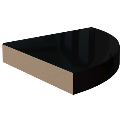 323891 vidaXL Floating Corner Shelves 4 pcs High Gloss Black 25x25x3,8 cm MDF - homemem39