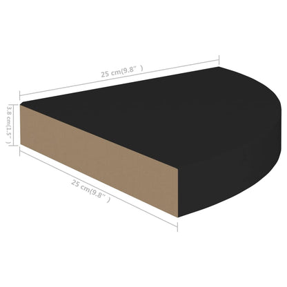 Scaffale Angolare a Parete Nero 25x25x3,8 cm in MDF - homemem39