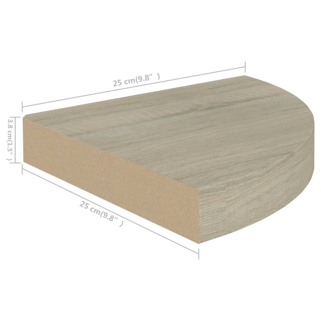 Scaffali Angolari a Parete 2 pz Rovere 25x25x3,8 cm MDF - homemem39