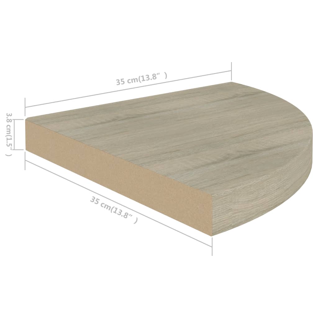 Scaffale Angolare a Parete Rovere 35x35x3,8 cm in MDF - homemem39