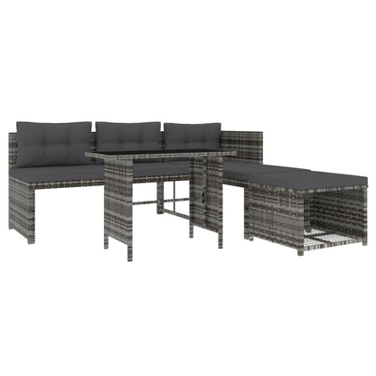 Set da Pranzo da Giardino 4 pz con Cuscini in Polyrattan Grigio - homemem39