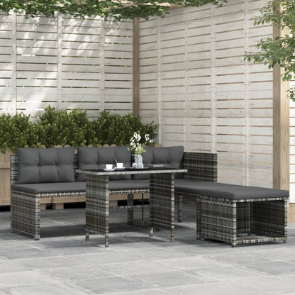 Set da Pranzo da Giardino 4 pz con Cuscini in Polyrattan Grigio - homemem39