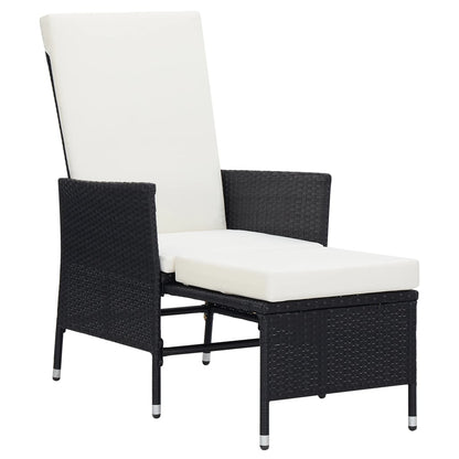 Sedia da Giardino Reclinabile con Cuscino in Polyrattan Nero - homemem39