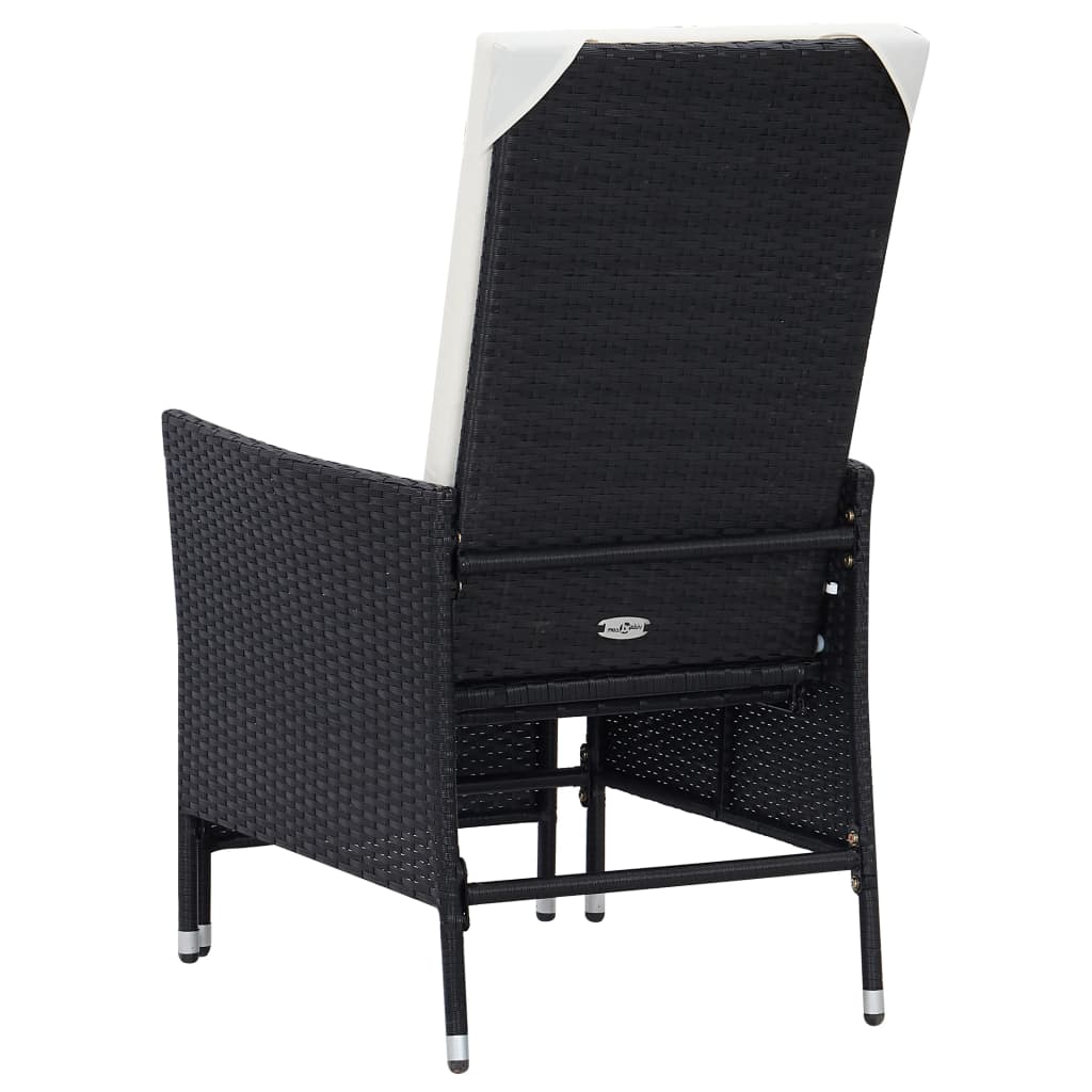 Sedia da Giardino Reclinabile con Cuscino in Polyrattan Nero - homemem39