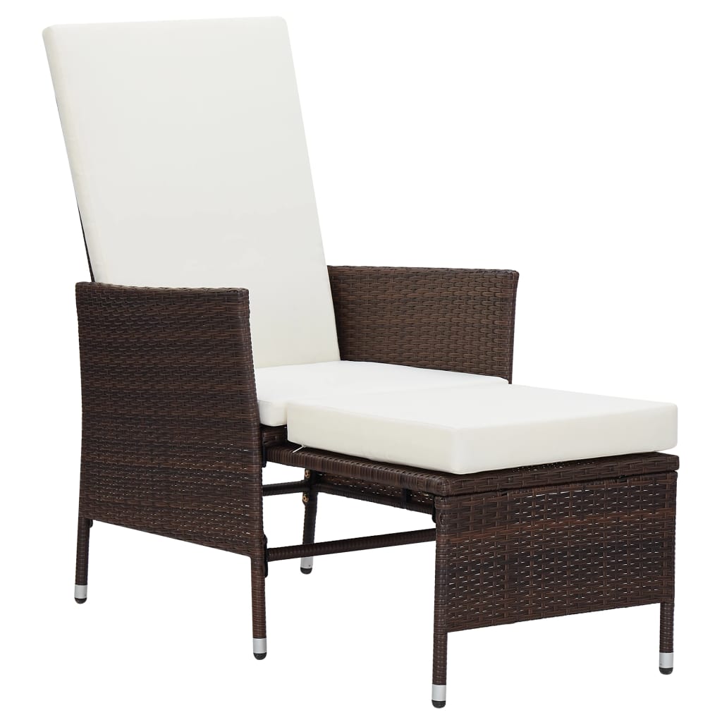 Sedia da Giardino Reclinabile con Cuscino in Polyrattan Marrone - homemem39