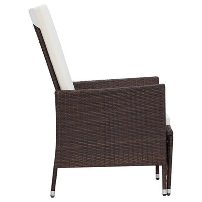 Sedia da Giardino Reclinabile con Cuscino in Polyrattan Marrone - homemem39