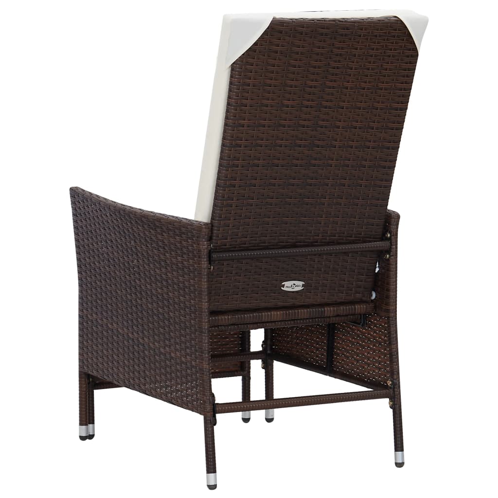 Sedia da Giardino Reclinabile con Cuscino in Polyrattan Marrone - homemem39