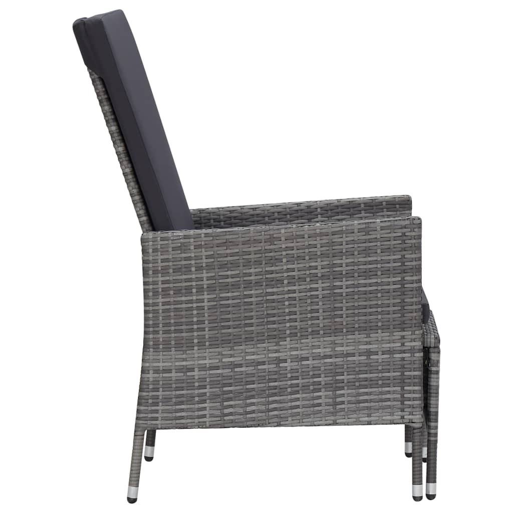 Sedia da Giardino Reclinabile con Cuscino in Polyrattan Grigio - homemem39