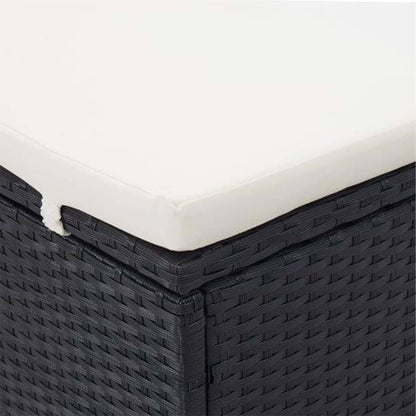 Lettino Prendisole a 2 Posti con Cuscino in Polyrattan Nero - homemem39