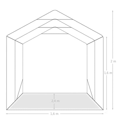 Tenda Garage in PVC 1,6x2,4 m Verde - homemem39