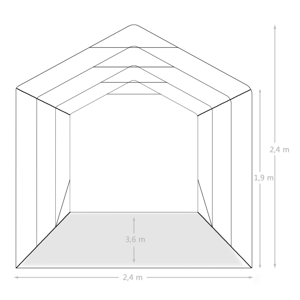 Tenda Garage in PVC 2,4x3,6 m Verde - homemem39