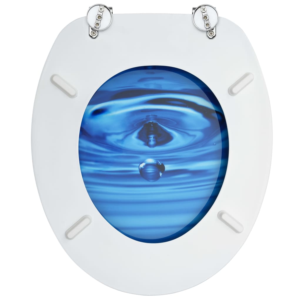 Tavolette WC con Coperchi 2 pz in MDF Blu Design Goccia d'Acqua - homemem39