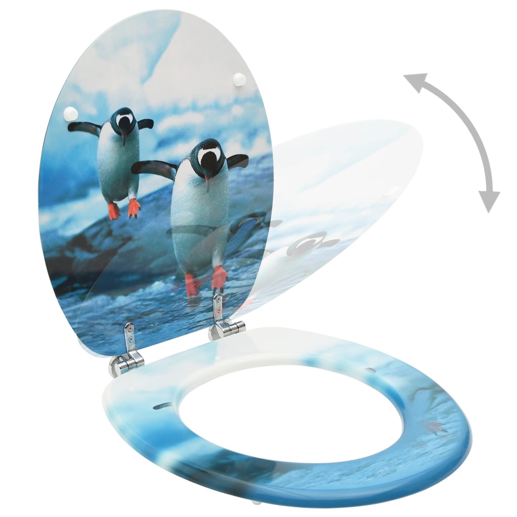 Tavolette WC con Coperchi 2 pz in MDF Design Pinguino - homemem39