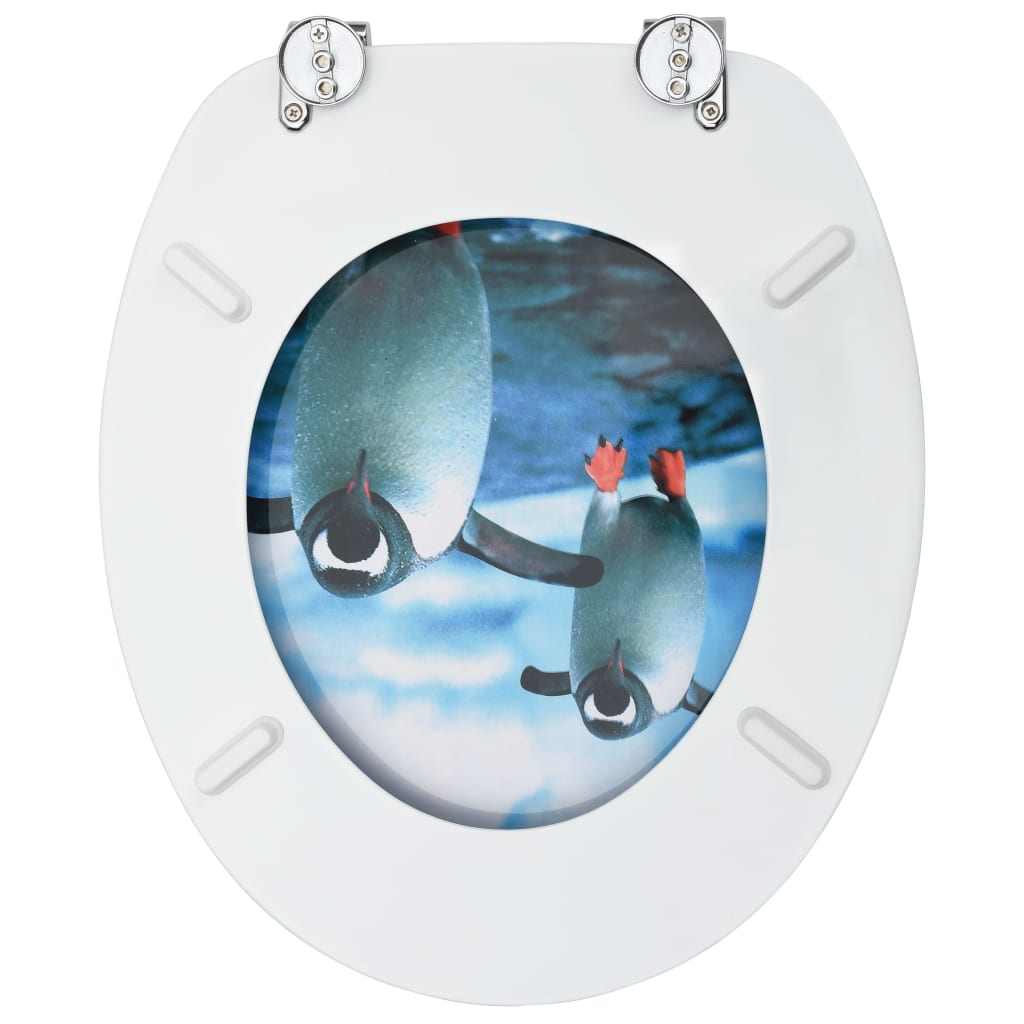 Tavolette WC con Coperchi 2 pz in MDF Design Pinguino - homemem39