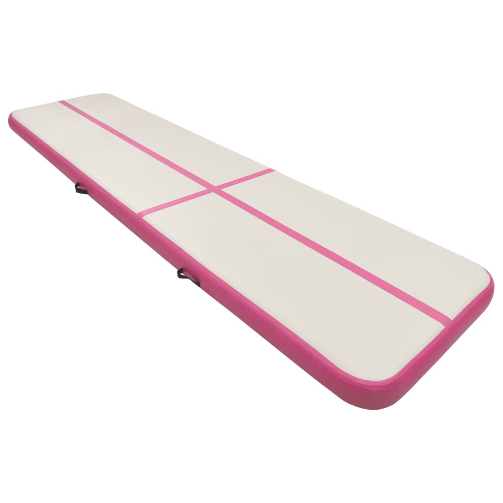 Tappetino Ginnastica Gonfiabile con Pompa 700x100x15cm PVC Rosa - homemem39